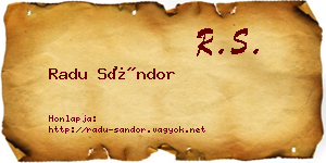 Radu Sándor névjegykártya